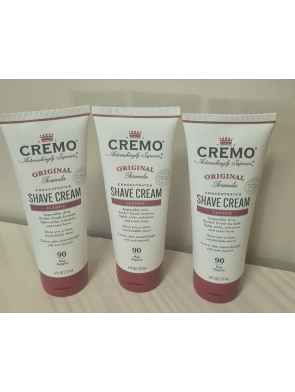 Lot of 3 Cremo Shave Cream Men's Original Formula Concentrated Classic 6 oz ea